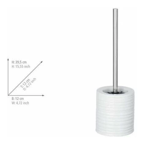WENKO Porte Brosse WC Mila, Brosse WC Silicone Noire, Céramique, Ø 12x39,5 Cm, Blanc 4 WENKO Porte Brosse WC Mila, Brosse WC Silicone Noire, Céramique, Ø 12x39,5 Cm, Blanc – Image 2