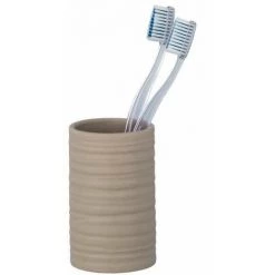 WENKO Porte Brosse à Dent Mila, Gobelet Brosse à Dent, Céramique, Ø 6,5x10,5 Cm, Sable -WENKO Soldes 16526911 2