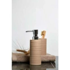 WENKO Porte Brosse à Dent Mila, Gobelet Brosse à Dent, Céramique, Ø 6,5x10,5 Cm, Sable -WENKO Soldes 16526911 3