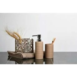 WENKO Distributeur Savon Liquide Mila, Capacité 260 Ml, Céramique, 6x18,5x8 Cm, Sable -WENKO Soldes 16526913 3