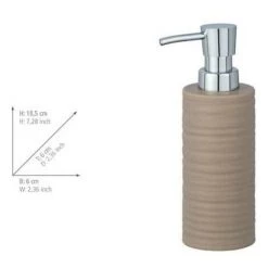 WENKO Distributeur Savon Liquide Mila, Capacité 260 Ml, Céramique, 6x18,5x8 Cm, Sable -WENKO Soldes 16526913 4