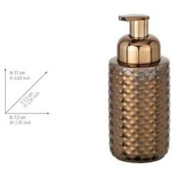 WENKO Distributeur Savon Mousse Keo, Pousse Mousse Distributeur, Capacité 330 Ml, Céramique à Relief, Ø 7,5x17 Cm, Cuivre -WENKO Soldes 16526926 3