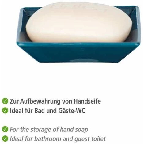 WENKO Porte Savon Céramique à Relief, Porte Savon Blanc Cordoba, Céramique, 2,5x10,5x10,5 Cm, Bleu Foncé 5 WENKO Porte Savon Céramique à Relief, Porte Savon Blanc Cordoba, Céramique, 2,5x10,5x10,5 Cm, Bleu Foncé – Image 3