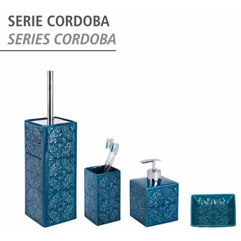 WENKO Porte Savon Céramique à Relief, Porte Savon Blanc Cordoba, Céramique, 2,5x10,5x10,5 Cm, Bleu Foncé 7 WENKO Porte Savon Céramique à Relief, Porte Savon Blanc Cordoba, Céramique, 2,5x10,5x10,5 Cm, Bleu Foncé – Image 5