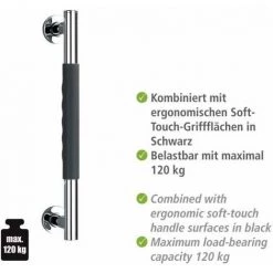 WENKO Poignée De Sécurité Secura, Barre D'appui Salle De Bain Avec Surface Antidérapante, Silicone - Acier Inox, 40,5x5x9 Cm, Gris - Brillant -WENKO Soldes 16526950 3