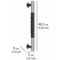 WENKO Poignée De Sécurité Secura, Barre D'appui Salle De Bain Avec Surface Antidérapante, Silicone - Acier Inox, 40,5x5x9 Cm, Gris - Brillant -WENKO Soldes 16526950 4