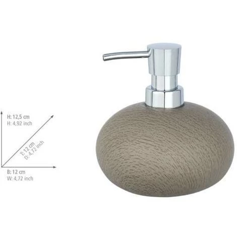 WENKO Distributeur Savon Liquide Joy, Capacité 300 Ml, Ciment, Ø 12x12,5 Cm, Taupe 4 WENKO Distributeur Savon Liquide Joy, Capacité 300 Ml, Ciment, Ø 12x12,5 Cm, Taupe – Image 2