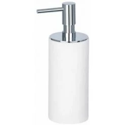 WENKO Distributeur Savon Liquide Ida, Capacité 140 Ml, Polyrésine, 6x17,5x7,5 Cm, Blanc