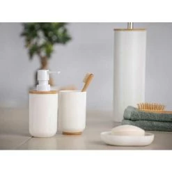 WENKO Support Brosse à Dent Posa, Gobelet Salle De Bain Bambou, Porte Brosse à Dent, Plastique - Bambou, Ø 7x11 Cm, Blanc - Marron 9 WENKO Support Brosse à Dent Posa, Gobelet Salle De Bain Bambou, Porte Brosse à Dent, Plastique - Bambou, Ø 7x11 Cm, Blanc - Marron -WENKO Soldes 16527046 3