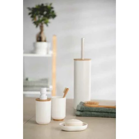 WENKO Distributeur Savon Liquide Posa, Capacité 330 Ml, Plastique - Bambou, 7x16,5x8 Cm, Blanc 6 WENKO Distributeur Savon Liquide Posa, Capacité 330 Ml, Plastique - Bambou, 7x16,5x8 Cm, Blanc – Image 4