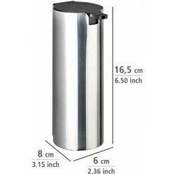 WENKO Distributeur De Savon Liquide Mural Detroit, Fixation Sans Perçage Turbo-Loc®, Capacité 240 Ml, Acier Inox, 6x16,5x8 Cm, Brillant -WENKO Soldes 16527062 5