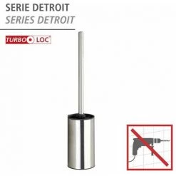 WENKO Brosse WC Mural Detroit, Brosse WC Suspendue Fixation Sans Perçage Turbo-Loc®, Brosse WC Noire, Acier Inox, 8,5x40x9 Cm, Brillant -WENKO Soldes 16527065 2
