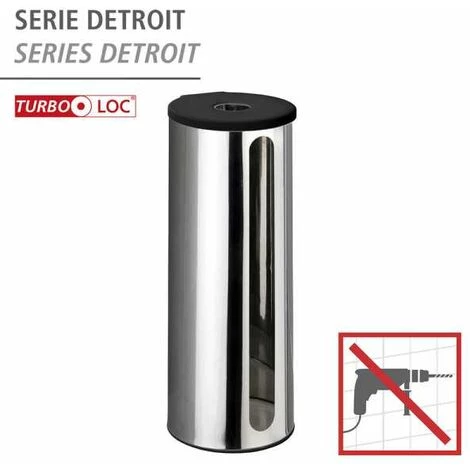 WENKO Stockeur Papier Toilette Detroit, Rangement Porte Papier Toilette Mural Fixation Sans Perçage Turbo-Loc® , 3 Rouleaux, Acier Inox, 13,5x36x14 Cm, Brillant 4 WENKO Stockeur Papier Toilette Detroit, Rangement Porte Papier Toilette Mural Fixation Sans Perçage Turbo-Loc® , 3 Rouleaux, Acier Inox, 13,5x36x14 Cm, Brillant – Image 2