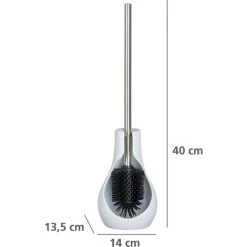 WENKO Brosse WC Silicone Drop Neo, Brosse WC Noire, Céramique, 14x40x13,5 Cm, Blanc -WENKO Soldes 16527075 3