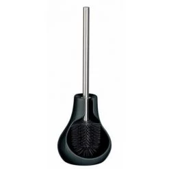 WENKO Brosse WC Silicone Drop Neo, Brosse WC Noire, Céramique, 14x40x13,5 Cm, Noir