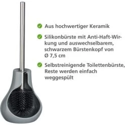 WENKO Brosse WC Silicone Drop Neo, Brosse WC Noire, Céramique, 14x40x13,5 Cm, Gris 7 WENKO Brosse WC Silicone Drop Neo, Brosse WC Noire, Céramique, 14x40x13,5 Cm, Gris -WENKO Soldes 16527078 2