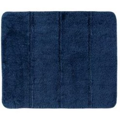 WENKO Tapis De Bain Steps, Tapis De Salle De Bain Antidérapant, épais, Polyester, 55x65 Cm, Bleu Marine