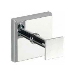 WENKO Crochet Mural Porte Serviette Uno Laceno, Crochet Mural Fixation Sans Perçage Power-Loc®, Plastique, 5,6x5,6x4,6 Cm, Chromé