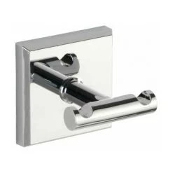 WENKO Crochet Mural Porte Serviette Duo Laceno, Crochet Mural Fixation Sans Perçage Power-Loc®, Plastique, 5,6x5,6x4,6 Cm, Chromé