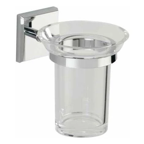 WENKO Porte Brosse à Dent Mural Laceno, Gobelet Salle De Bain, Fixation Murale Sans Perçage Power-Loc®, Plastique, 10x11,5x12,5 Cm, Chromé 3 WENKO Porte Brosse à Dent Mural Laceno, Gobelet Salle De Bain, Fixation Murale Sans Perçage Power-Loc®, Plastique, 10x11,5x12,5 Cm, Chromé