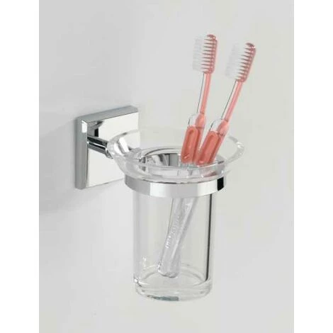 WENKO Porte Brosse à Dent Mural Laceno, Gobelet Salle De Bain, Fixation Murale Sans Perçage Power-Loc®, Plastique, 10x11,5x12,5 Cm, Chromé 5 WENKO Porte Brosse à Dent Mural Laceno, Gobelet Salle De Bain, Fixation Murale Sans Perçage Power-Loc®, Plastique, 10x11,5x12,5 Cm, Chromé – Image 3