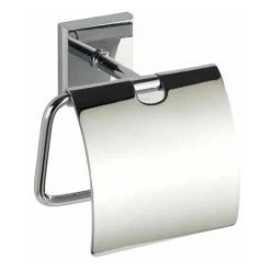 WENKO Porte Papier Toilette Mural Arcole, Dérouleur Papier Toilette Avec Couvercle, Power-Loc® Fixation Sans Perçage, Acier Inox, 14,7x13,5x8 Cm, Brillant