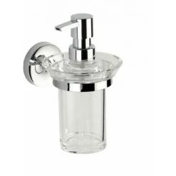 WENKO Distributeur De Savon Liquide Mural Arcole Fixation Sans Perçage Power-Loc®, Capacité 170 Ml, Plastique, 10x17x12,5 Cm, Chromé