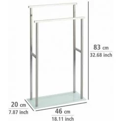 WENKO Porte Serviettes Salle De Bain Sur Pied Debar, 2 Barres Porte Serviette, Acier Inox - Verre, 20x83x46 Cm, Mat - Blanc 9 WENKO Porte Serviettes Salle De Bain Sur Pied Debar, 2 Barres Porte Serviette, Acier Inox - Verre, 20x83x46 Cm, Mat - Blanc -WENKO Soldes 16527154 3