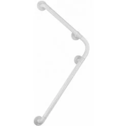 WENKO Barre D'appui Douche Et WC Secura, Poignée De Sécurité Salle De Bain D'angle, Aluminium, 78x55,5x8,2 Cm, Blanc