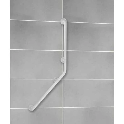 WENKO Barre D'appui Douche Et WC Secura, Poignée De Sécurité Salle De Bain D'angle, Aluminium, 124x25x8,2 Cm, Blanc 4 WENKO Barre D'appui Douche Et WC Secura, Poignée De Sécurité Salle De Bain D'angle, Aluminium, 124x25x8,2 Cm, Blanc – Image 2