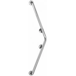 WENKO Barre D'appui Douche Et WC Secura, Poignée De Sécurité Salle De Bain D'angle, Aluminium, 124x25x8,2 Cm, Chromé