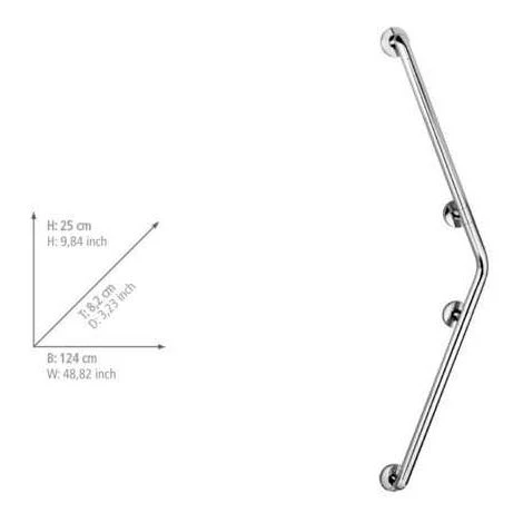 WENKO Barre D'appui Douche Et WC Secura, Poignée De Sécurité Salle De Bain D'angle, Aluminium, 124x25x8,2 Cm, Chromé 4 WENKO Barre D'appui Douche Et WC Secura, Poignée De Sécurité Salle De Bain D'angle, Aluminium, 124x25x8,2 Cm, Chromé – Image 2