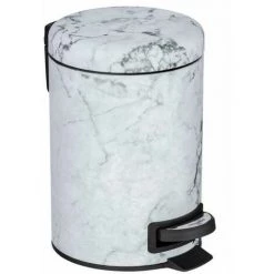 WENKO Mini Poubelle Salle Bain Onyx, Poubelle à Pédale, Capacité 3L, Acier Effet "marbre", 17x25x22,5 Cm, Gris -WENKO Soldes 16527263 3