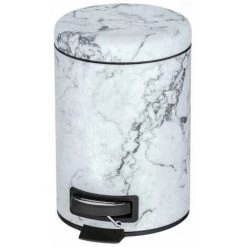 WENKO Mini Poubelle Salle Bain Onyx, Poubelle à Pédale, Capacité 3L, Acier Effet "marbre", 17x25x22,5 Cm, Gris -WENKO Soldes 16527263 5