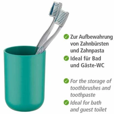 WENKO Gobelet Salle De Bain, Porte Brosse à Dent, Brasil, Plastique PET Incassable, ø7,3 X10,3 Cm, Vert 5 WENKO Gobelet Salle De Bain, Porte Brosse à Dent, Brasil, Plastique PET Incassable, ø7,3 X10,3 Cm, Vert – Image 3