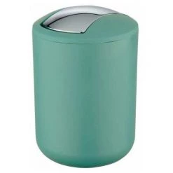 WENKO Mini Poubelle Salle De Bain, Poubelle à Couvercle Basculant Brasil, 2L, Plastique, 14x21x14 Cm, Vert