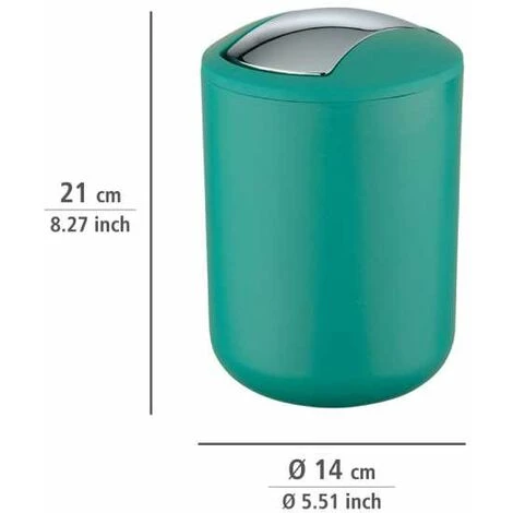 WENKO Mini Poubelle Salle De Bain, Poubelle à Couvercle Basculant Brasil, 2L, Plastique, 14x21x14 Cm, Vert 5 WENKO Mini Poubelle Salle De Bain, Poubelle à Couvercle Basculant Brasil, 2L, Plastique, 14x21x14 Cm, Vert – Image 3