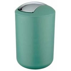 WENKO Poubelle Salle De Bain, Petite Poubelle Salle De Bain, Couvercle Basculant, Brasil L, Capacité 6,5L, Plastique PET Incassable, ø19,5x31 Cm, Vert