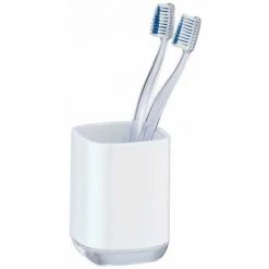 WENKO Porte Brosse à Dent Masone, Gobelet Brosse à Dent, Plastique Sans BPA, 5x10,5x7,5 Cm, Blanc -WENKO Soldes 16527279 2