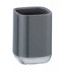 WENKO Porte Brosse à Dent Masone, Gobelet Brosse à Dent, Plastique Sans BPA, 5x10,5x7,5 Cm, Gris
