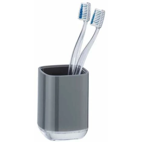 WENKO Porte Brosse à Dent Masone, Gobelet Brosse à Dent, Plastique Sans BPA, 5x10,5x7,5 Cm, Gris 4 WENKO Porte Brosse à Dent Masone, Gobelet Brosse à Dent, Plastique Sans BPA, 5x10,5x7,5 Cm, Gris – Image 2