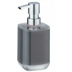 WENKO Distributeur Savon Liquide Masone, Capacité 330 Ml, Plastique, 8x16,5x7,5 Cm, Gris