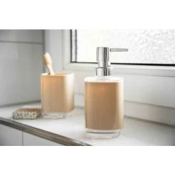 WENKO Distributeur Savon Liquide Masone, Capacité 330 Ml, Plastique, 8x16,5x7,5 Cm, Sable -WENKO Soldes 16527286 3