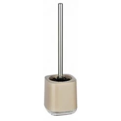 WENKO Brosse WC Masone, Brosse WC Noire, Plastique Sans BPA, 11x38x11 Cm, Sable