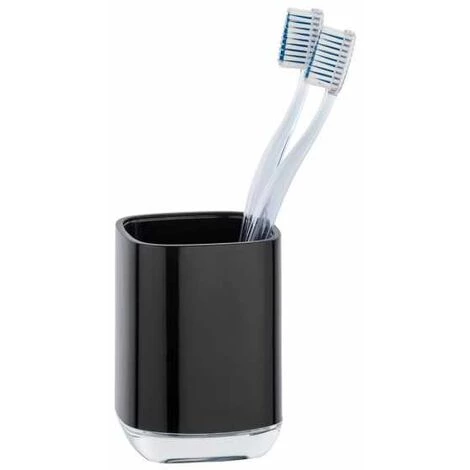 WENKO Porte Brosse à Dent Masone, Gobelet Brosse à Dent, Plastique Sans BPA, 5x10,5x7,5 Cm, Noir 4 WENKO Porte Brosse à Dent Masone, Gobelet Brosse à Dent, Plastique Sans BPA, 5x10,5x7,5 Cm, Noir – Image 2
