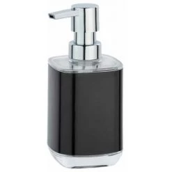 WENKO Distributeur Savon Liquide Masone, Capacité 330 Ml, Plastique, 8x16,5x7,5 Cm, Noir
