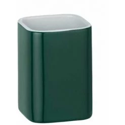 WENKO Gobelet Salle De Bain Elmo, Porte Brosse à Dent, Céramique, 6,5x9x6,5 Cm, Vert