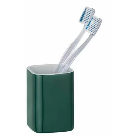 WENKO Gobelet Salle De Bain Elmo, Porte Brosse à Dent, Céramique, 6,5x9x6,5 Cm, Vert 4 WENKO Gobelet Salle De Bain Elmo, Porte Brosse à Dent, Céramique, 6,5x9x6,5 Cm, Vert – Image 2