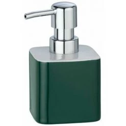WENKO Distributeur Savon Liquide Elmo, Capacité 270 Ml, Céramique, 7,5x13x8,5 Cm, Vert