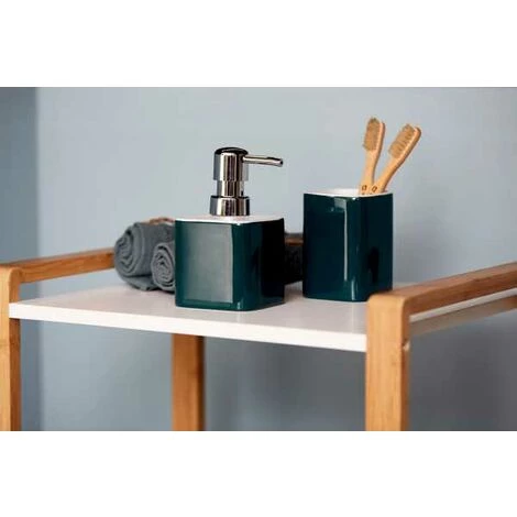 WENKO Distributeur Savon Liquide Elmo, Capacité 270 Ml, Céramique, 7,5x13x8,5 Cm, Vert 4 WENKO Distributeur Savon Liquide Elmo, Capacité 270 Ml, Céramique, 7,5x13x8,5 Cm, Vert – Image 2